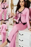 Dareen 5489 - Lace-Trim Bow Pajama Set