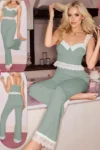 Dareen 5490 - Lace-Trim Sweetheart Loungewear Set