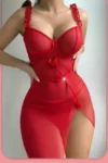 Fluffy 9121 - Rose Detail Mesh Chemise