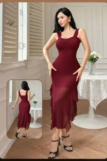 LaBronza 2205 - Ruffle Hem Bodycon Dress