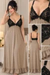 Mohra 586 - Lace Trim Long Nightgown