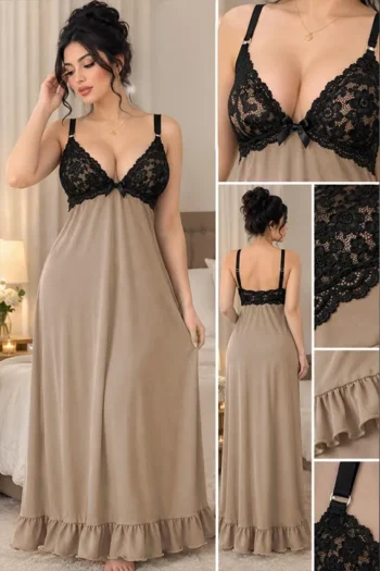 Mohra 586 - Lace Trim Long Nightgown